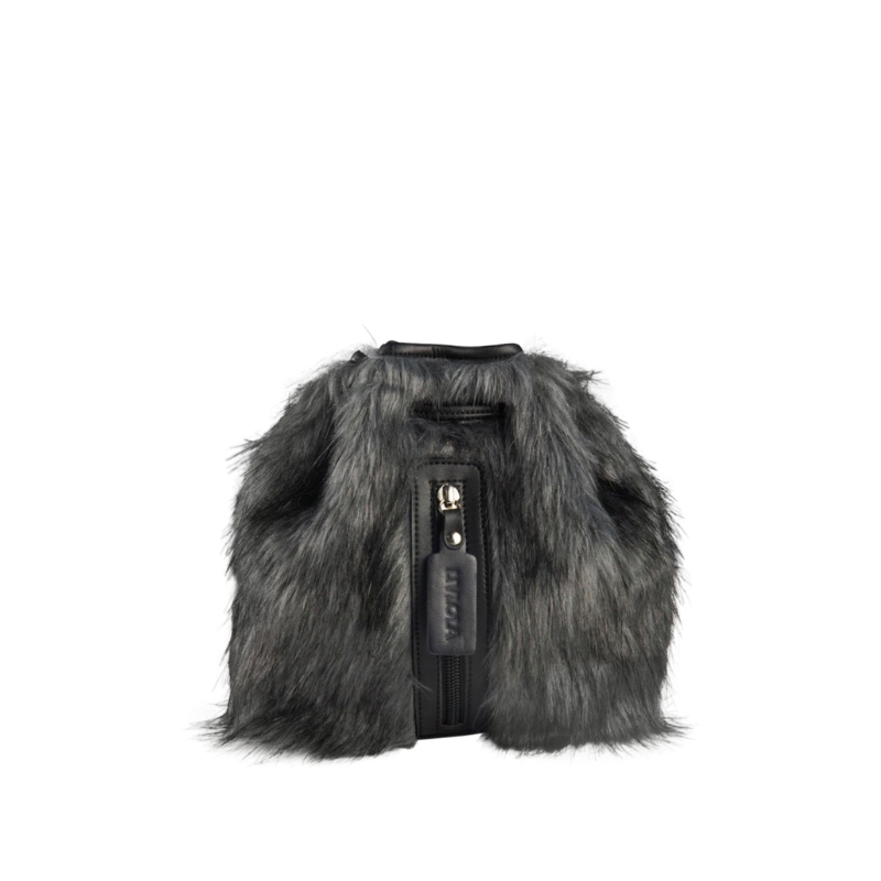 grey faux fur mini backpack Leah Mini Faux Fur Backpack in grey