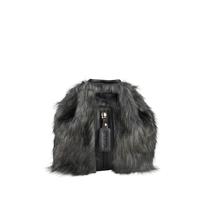 Leah Mini Faux Fur Backpack in grey