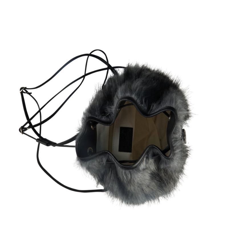grey faux fur mini backpack Leah Mini Faux Fur Backpack in grey