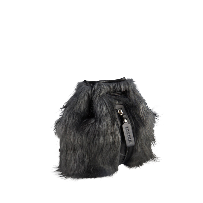 Leah Mini Faux Fur Backpack in grey